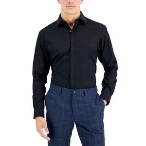 Alfani Men's Regular Fit Formal Convertible-Cuff Dress Shirt, L - 16-16.5 -32/33